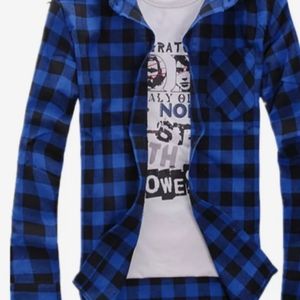 Black and Blue loose flannel